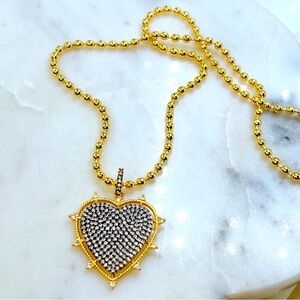18k gold filled 💛 heart CZ pave 16” to 18” necklace
